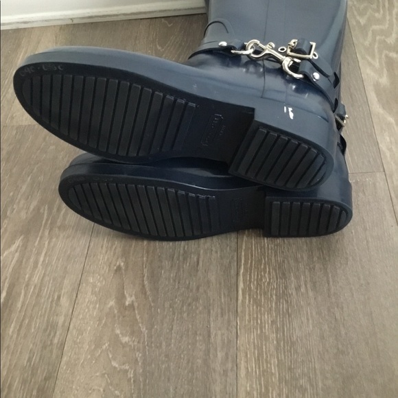 Coach Rubber Blue Long Rain Boots Size 9 B $80 - Picture 6 of 8